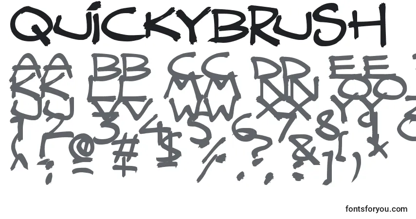 Czcionka QuickyBrush – alfabet, cyfry, specjalne znaki