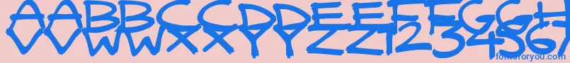 QuickyBrush Font – Blue Fonts on Pink Background