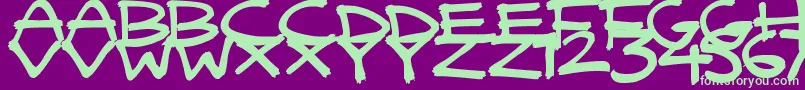 QuickyBrush Font – Green Fonts on Purple Background