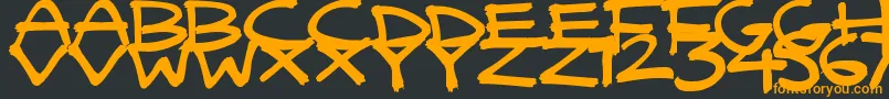 QuickyBrush Font – Orange Fonts on Black Background
