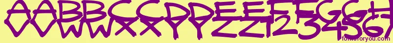 Подробнее о шрифте QuickyBrush Шрифт QuickyBrush – фиолетовые шрифты на жёлтом фоне