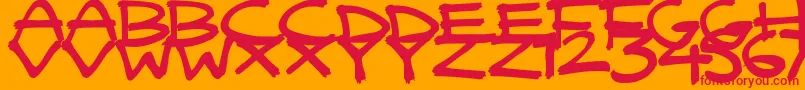 QuickyBrush Font – Red Fonts on Orange Background