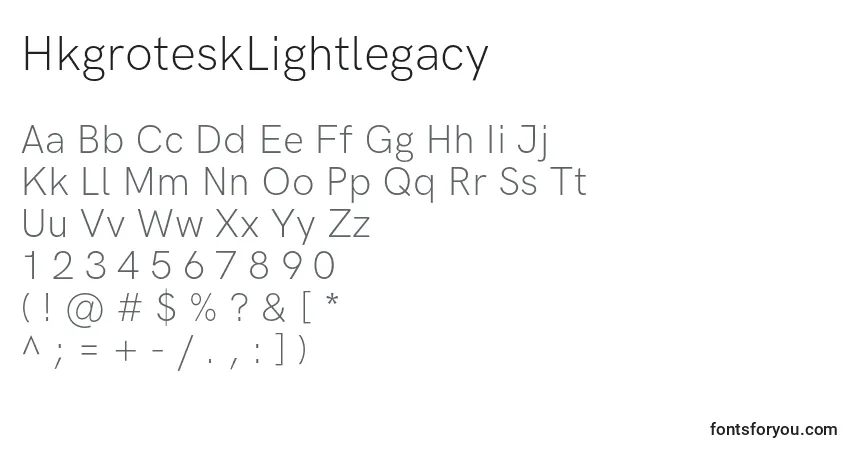 Шрифт HkgroteskLightlegacy – алфавит, цифры, специальные символы