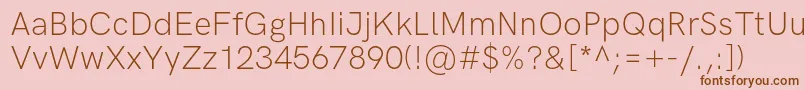 HkgroteskLightlegacy-Schriftart – Braune Schriften auf rosa Hintergrund