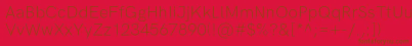 HkgroteskLightlegacy-Schriftart – Braune Schriften auf rotem Hintergrund