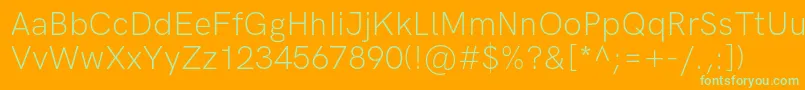 HkgroteskLightlegacy Font – Green Fonts on Orange Background