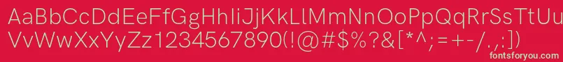 HkgroteskLightlegacy Font – Green Fonts on Red Background