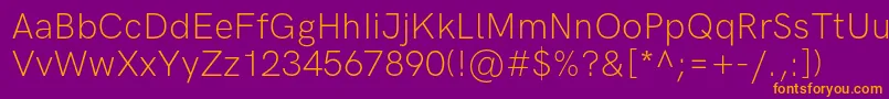 Saiba mais sobre a fonte HkgroteskLightlegacy Fonte HkgroteskLightlegacy – fontes laranjas em um fundo violeta
