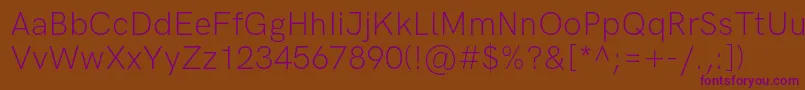 HkgroteskLightlegacy Font – Purple Fonts on Brown Background