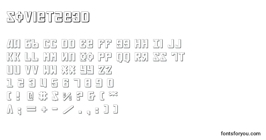 Czcionka Soviet2e3D – alfabet, cyfry, specjalne znaki