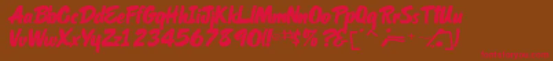 OrielscriptsskItalic-Schriftart – Rote Schriften auf braunem Hintergrund