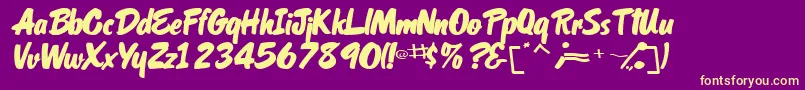 Fonte OrielscriptsskItalic – fontes amarelas em um fundo roxo