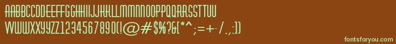 フォントAHuxleyBold – 緑色の文字が茶色の背景にあります。