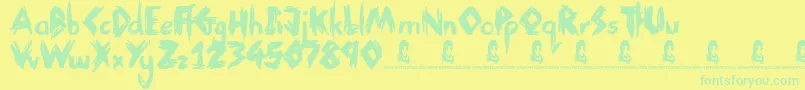 ThinkNothing-Schriftart – Grüne Schriften auf gelbem Hintergrund