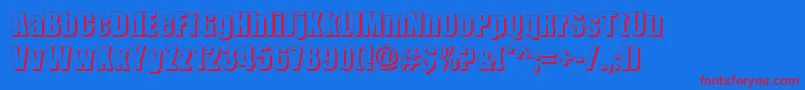 BillboardShadow-Schriftart – Rote Schriften auf blauem Hintergrund