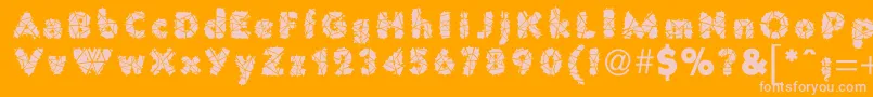 PrisonWire1-Schriftart – Rosa Schriften auf orangefarbenem Hintergrund