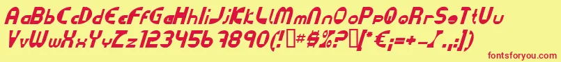 Fonte DatacutItalic – fontes vermelhas em um fundo amarelo