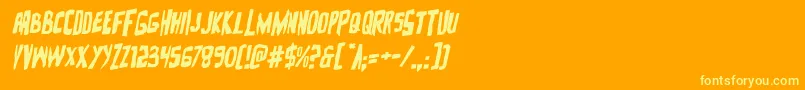 Zakensteinrotal-Schriftart – Gelbe Schriften auf orangefarbenem Hintergrund