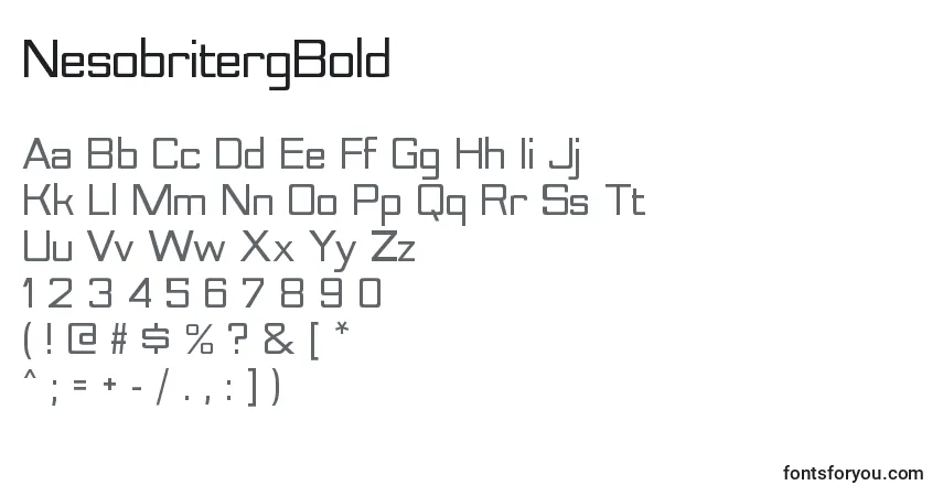 Шрифт NesobritergBold – алфавит, цифры, специальные символы