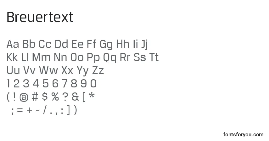 Шрифт Breuertext – алфавит, цифры, специальные символы