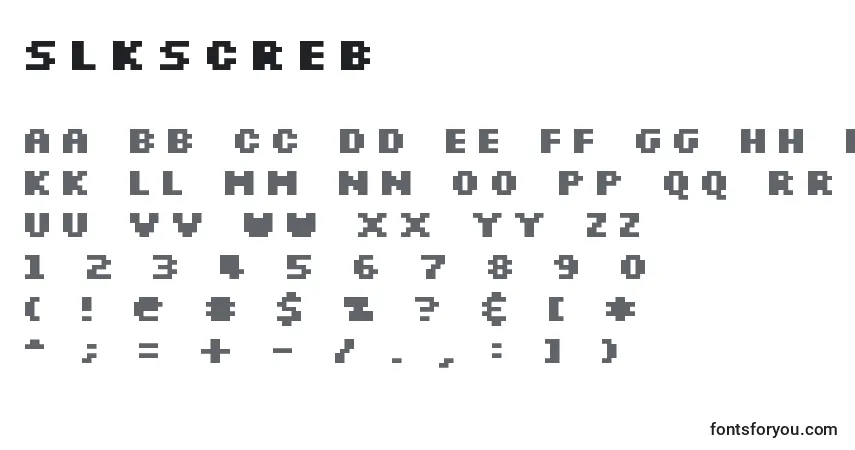 Schriftart Slkscreb – Alphabet, Zahlen, spezielle Symbole