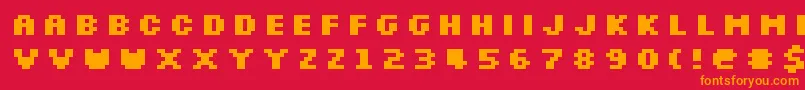 フォントSlkscreb – 赤い背景にオレンジの文字