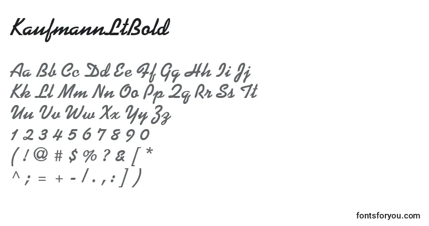 Шрифт KaufmannLtBold – алфавит, цифры, специальные символы
