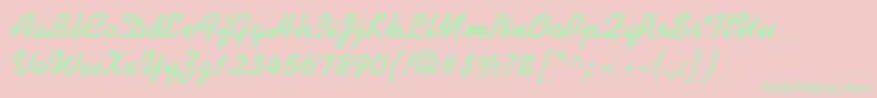 Fonte KaufmannLtBold – fontes verdes em um fundo rosa