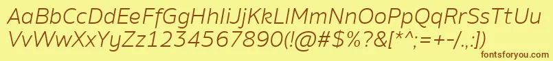 AminoLightItalic Font – Brown Fonts on Yellow Background