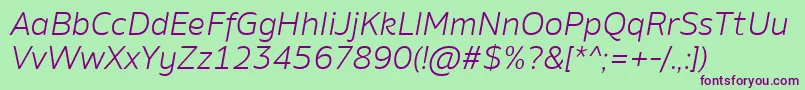 AminoLightItalic Font – Purple Fonts on Green Background