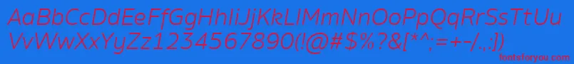 AminoLightItalic Font – Red Fonts on Blue Background