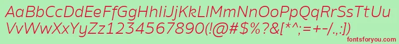 AminoLightItalic Font – Red Fonts on Green Background