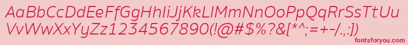 AminoLightItalic Font – Red Fonts on Pink Background