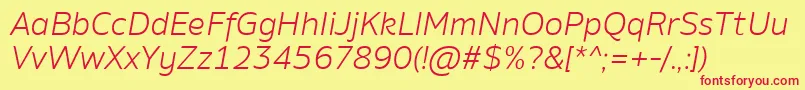 AminoLightItalic Font – Red Fonts on Yellow Background