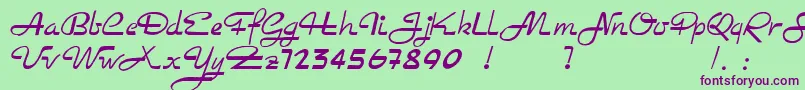 Rockabilly Font – Purple Fonts on Green Background