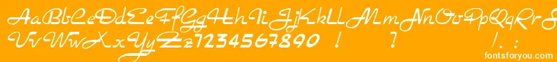 Rockabilly-Schriftart – Weiße Schriften auf orangefarbenem Hintergrund