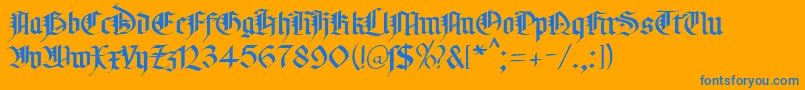 MaGoticDb Font – Blue Fonts on Orange Background