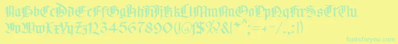 MaGoticDb Font – Green Fonts on Yellow Background