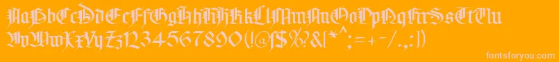 Więcej informacji o czcionce MaGoticDb Czcionka MaGoticDb – różowe czcionki na pomarańczowym tle