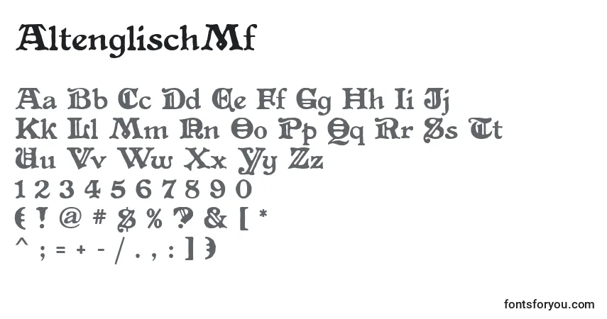 AltenglischMf-fontti – aakkoset, numerot, erikoismerkit