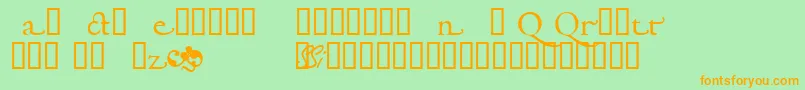 Garamondalternatessk-Schriftart – Orangefarbene Schriften auf grünem Hintergrund