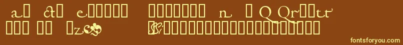 Garamondalternatessk-fontti – keltaiset fontit ruskealla taustalla
