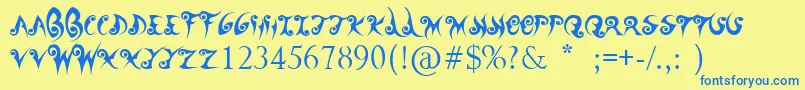 WanderBall Font – Blue Fonts on Yellow Background