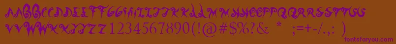 WanderBall-Schriftart – Violette Schriften auf braunem Hintergrund