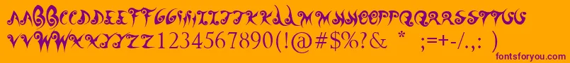 WanderBall-Schriftart – Violette Schriften auf orangefarbenem Hintergrund