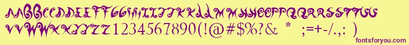 フォントWanderBall – 紫色のフォント、黄色の背景