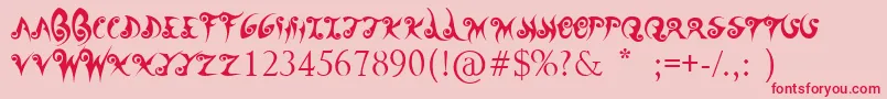 Fonte WanderBall – fontes vermelhas em um fundo rosa