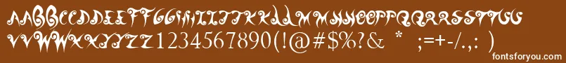 WanderBall-Schriftart – Weiße Schriften auf braunem Hintergrund