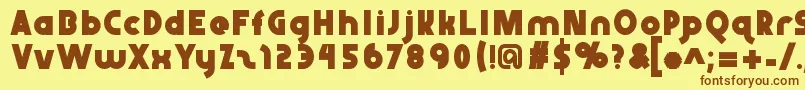 フォントAbraxeousbold – 茶色の文字が黄色の背景にあります。