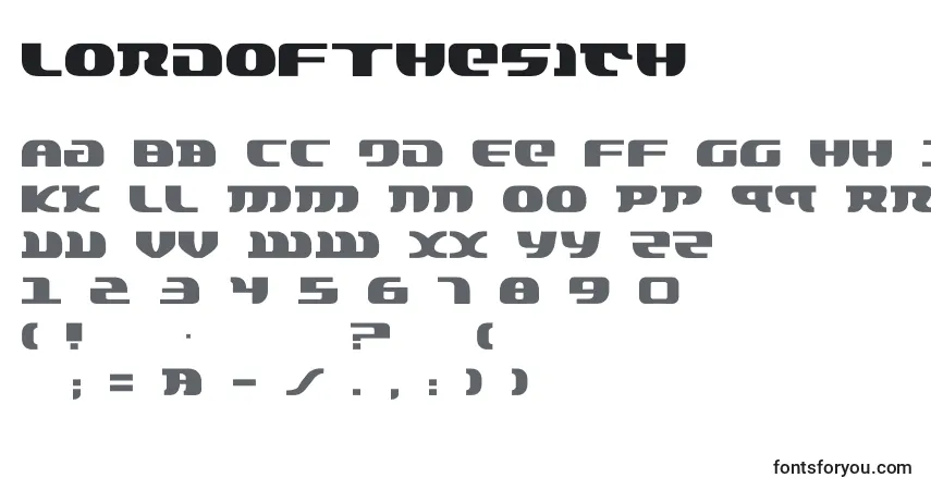 Czcionka LordOfTheSith – alfabet, cyfry, specjalne znaki
